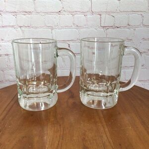 Clear Glass Handled 12oz Beer Stein Mugs - Set of 2